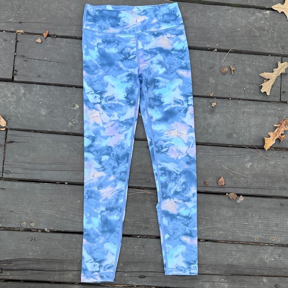 Athleta Girl Blue and Pink Cloud TieDye Leggings size L/12